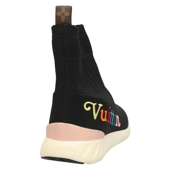 LOUIS VUITTON After Game Socks Sneakers Cotton Black LV Auth - Picture 14 of 16
